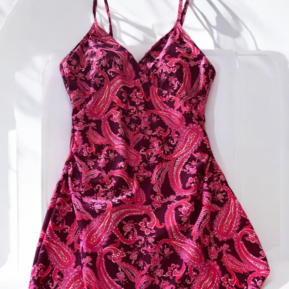 Women's Coolibar One Piece Swimsuit Pink Burgundy Orange Paisley Size 10